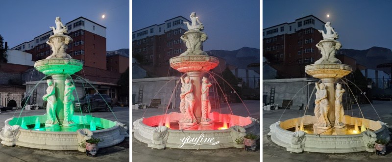 garden fountain statue with light