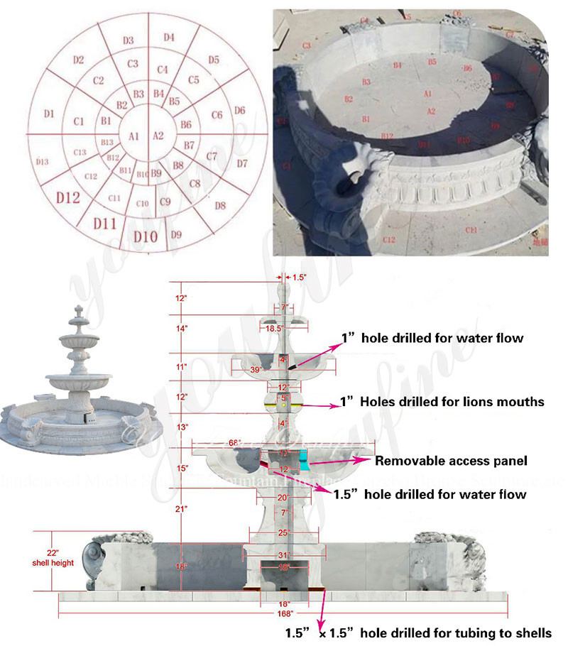 tiered garden fountain installation