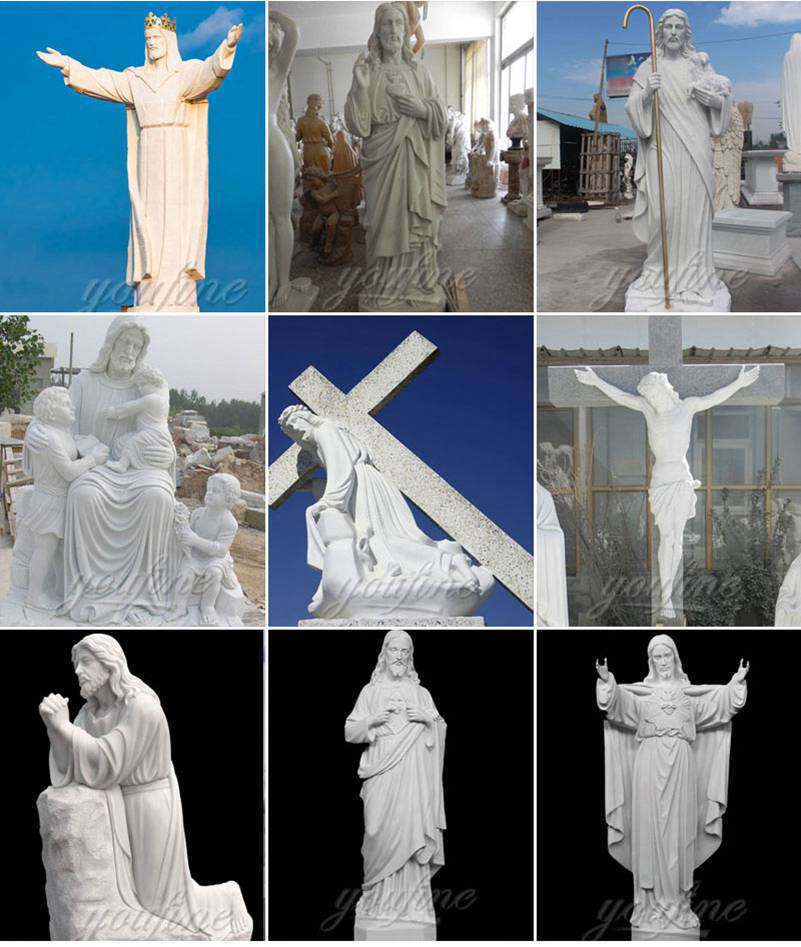 Hand Carved Catholic Jesus Marble Statue Garden