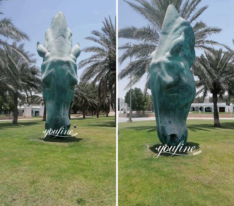 Large Bronze Horse Head Statue