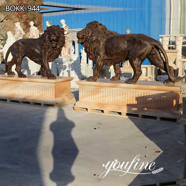 Large Bronze Lion Statues Outdoor Driveway for Sale BOKK944You Fine