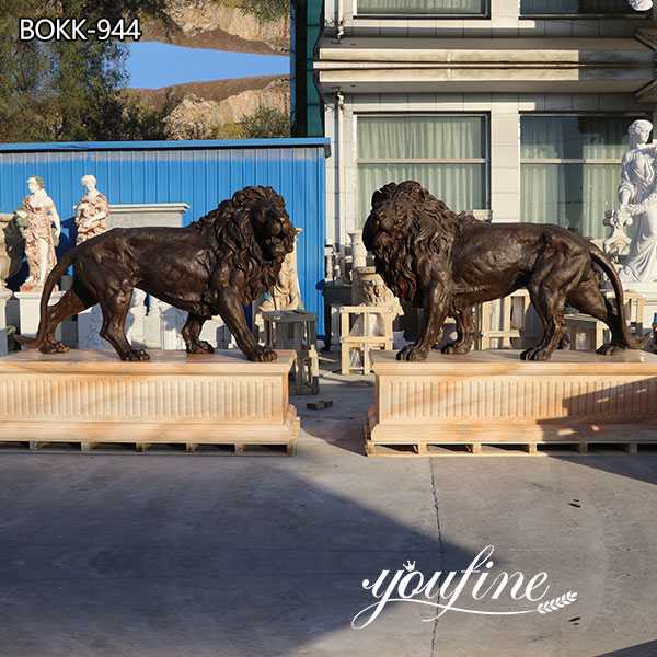 Large Bronze Lion Statues Outdoor Driveway for Sale BOKK-944