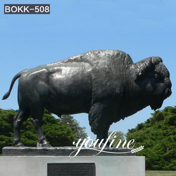 Life Size Bronze Bison Statue Garden Decoration BOKK-508