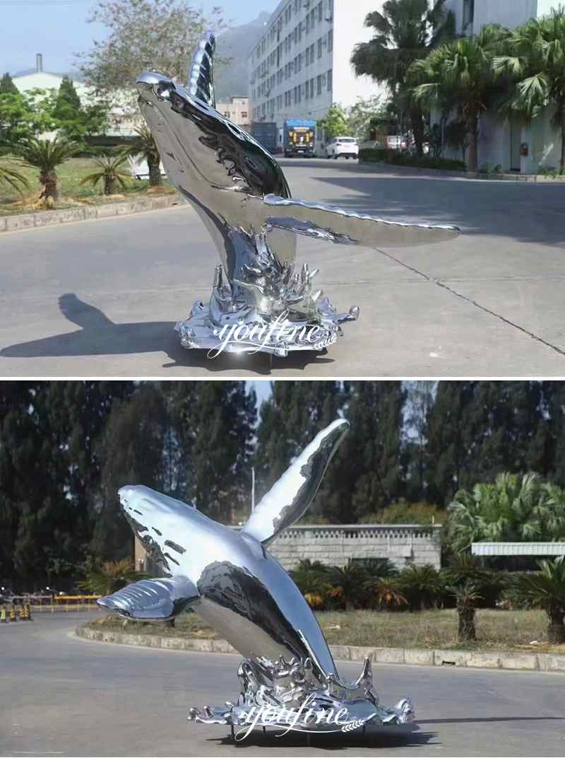 Life Size Stainless Steel Dolphin Sculpture Fountain Pool