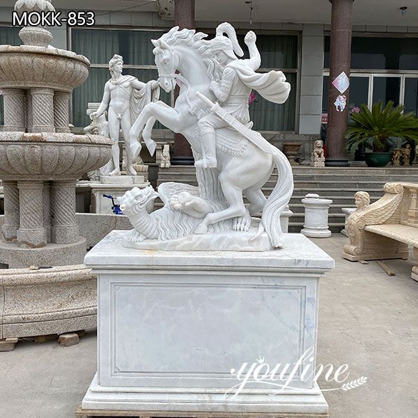 Life Size Marble St George and the Dragon Statue for Sale MOKK-853