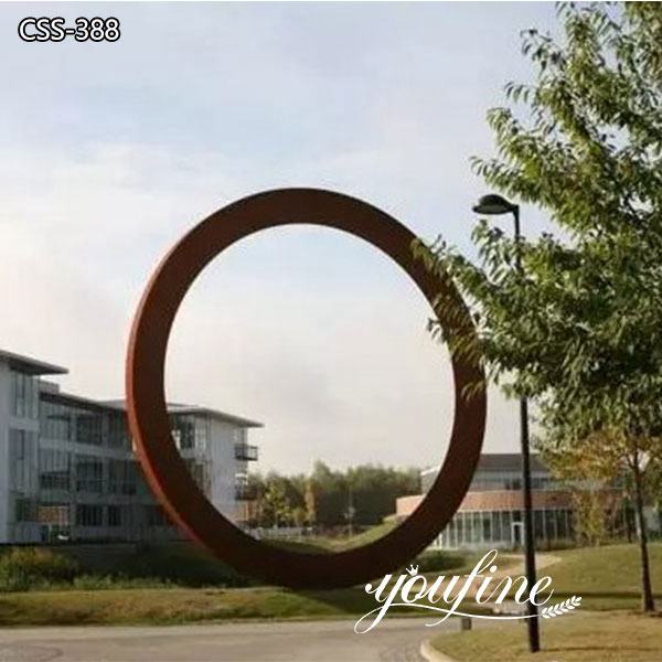 Outdoor Rusty Metal Ring Garden Sculpture for Sale