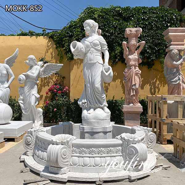 Outdoor White Marble Garden Lady Statue Fountains for Sale MOKK-852