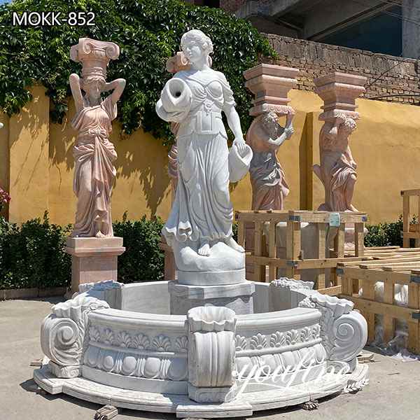 Outdoor White Marble Garden Lady Statue Fountains for Sale MOKK-852