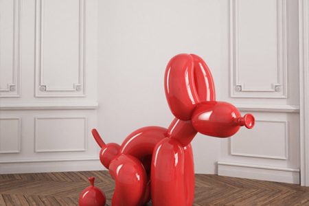 Stainless Steel Red Metal Balloon Dog Sculpture CSS-693