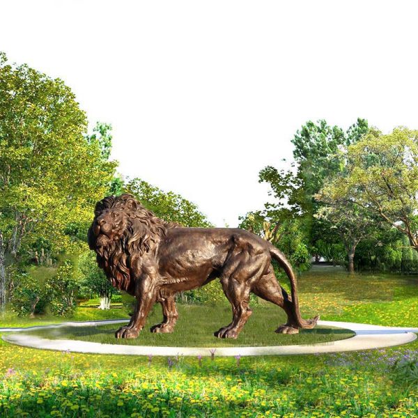 bronze lion statues outdoor