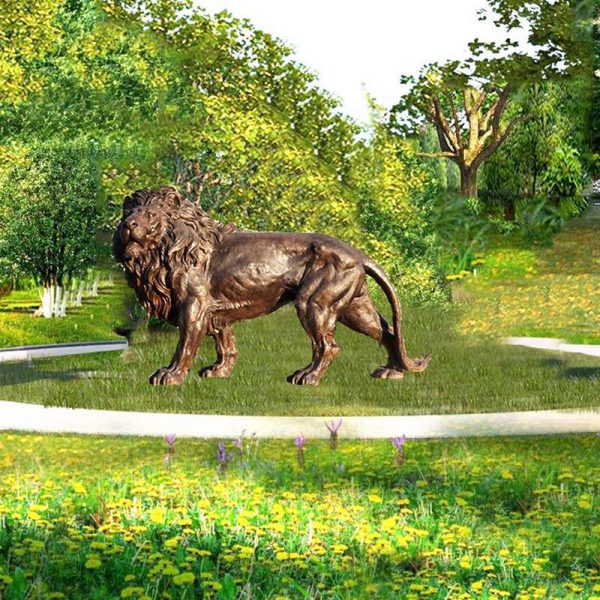 large bronze lion statue