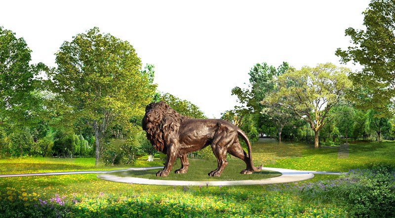 large outdoor lion statues