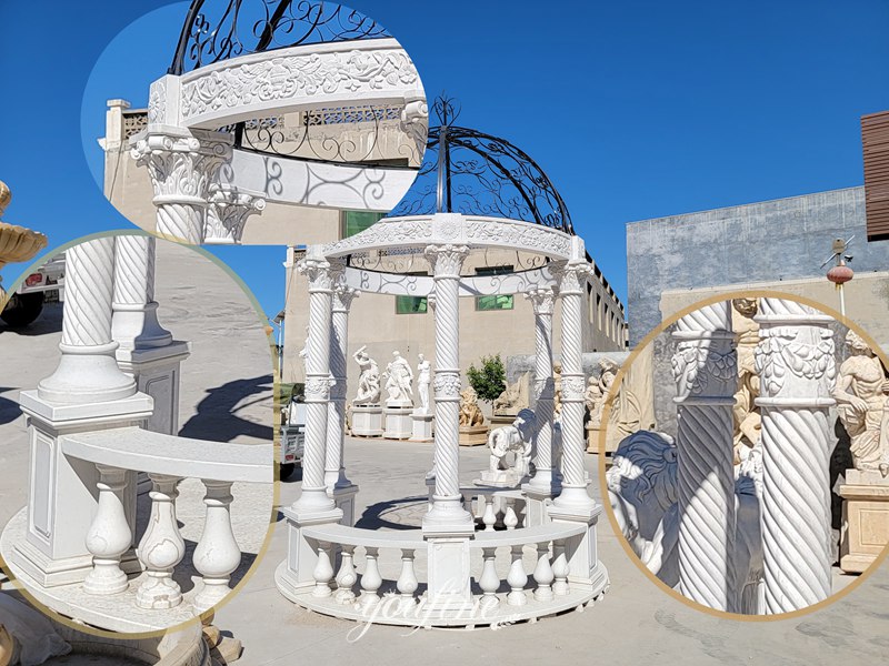 life size white marble gazebo for garden decor for sale