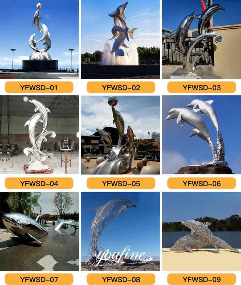 metal dolphin sculpture