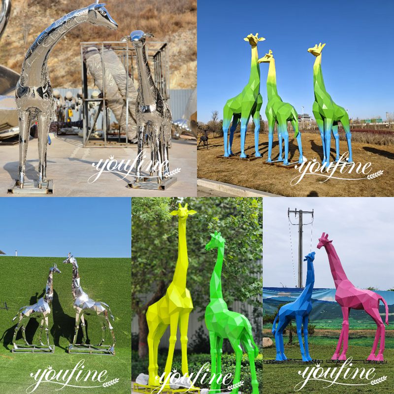 more metal giraffe sculptures