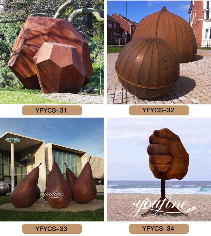 rusty metal garden sculptures