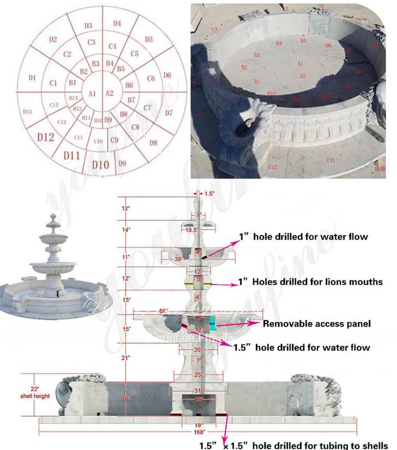 tiered garden fountain installation