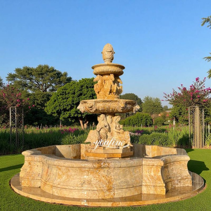 Outdoor Beige Marble Garden Statue Fountain MOKK-866