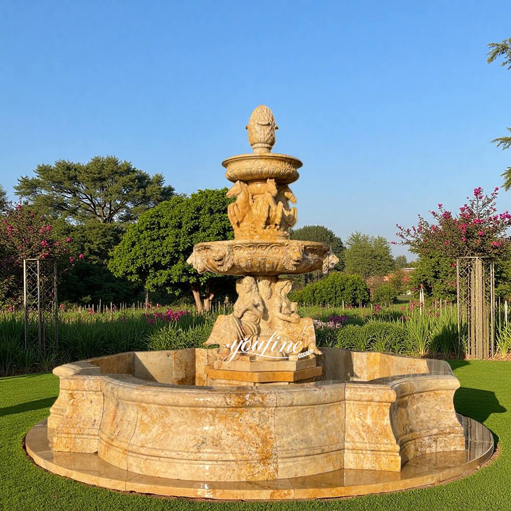 Outdoor Beige Marble Garden Statue Fountain MOKK-866
