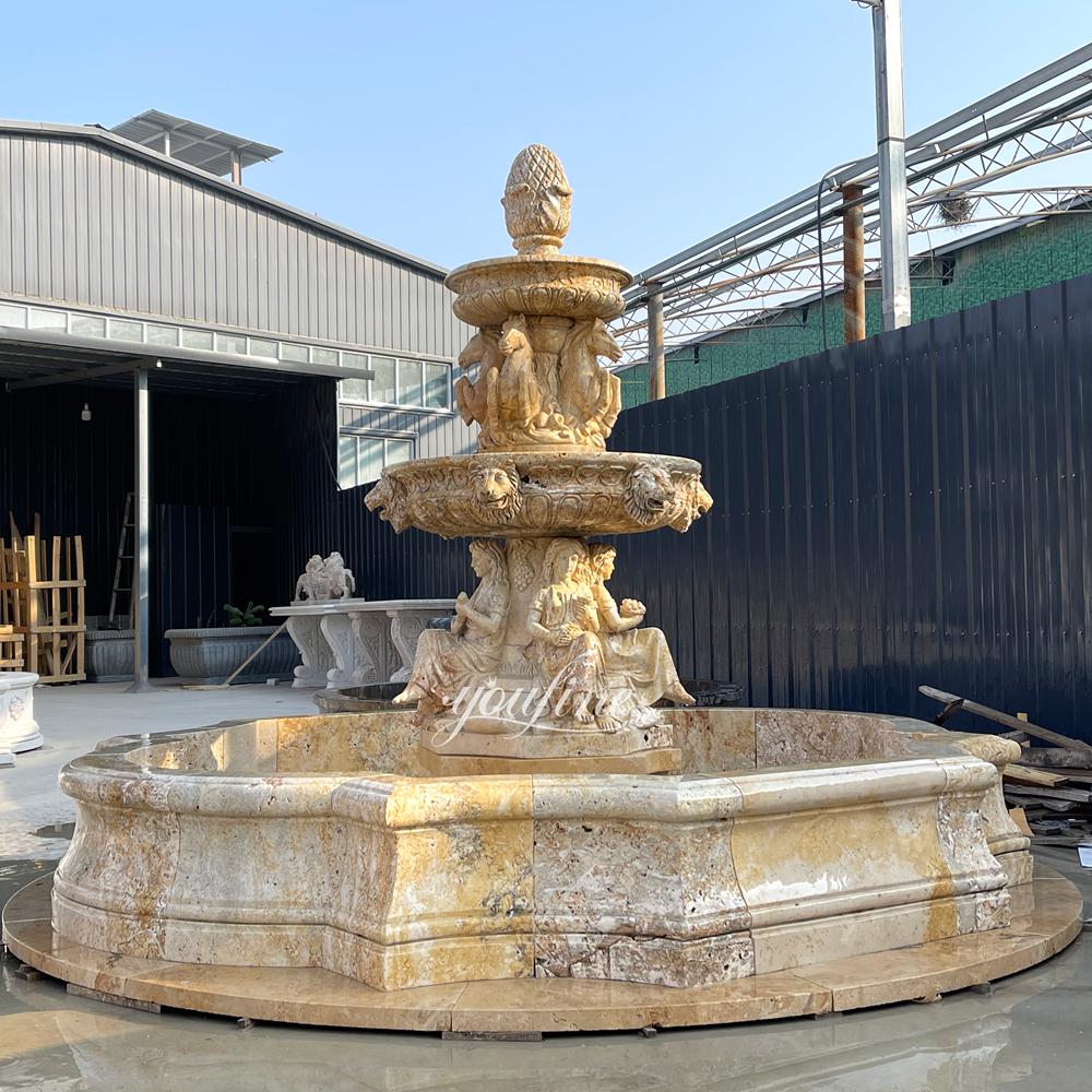 natural Beige Marble Garden Statue Fountain