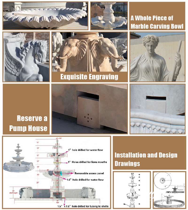 Beige Marble Garden Statue Fountains