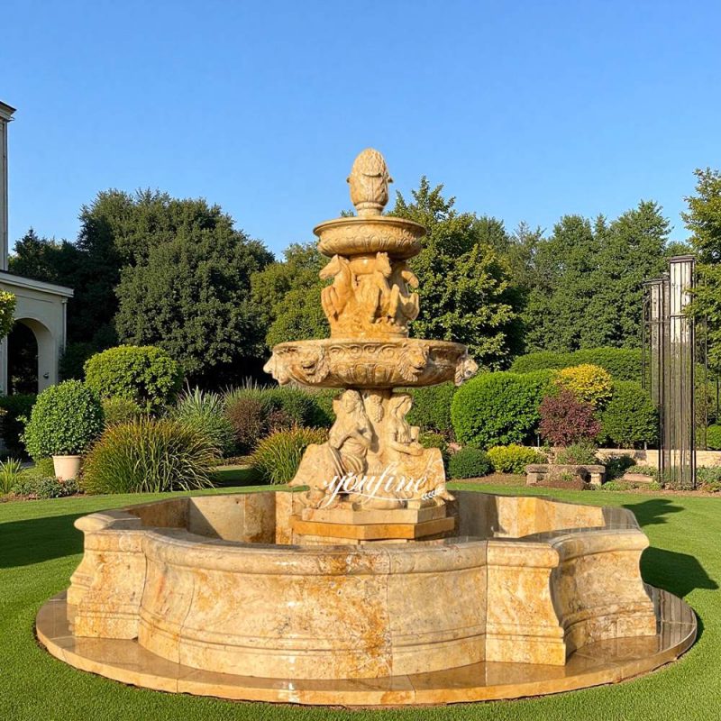 natural Outdoor Beige Garden Seated Woman Sculpture Fountain