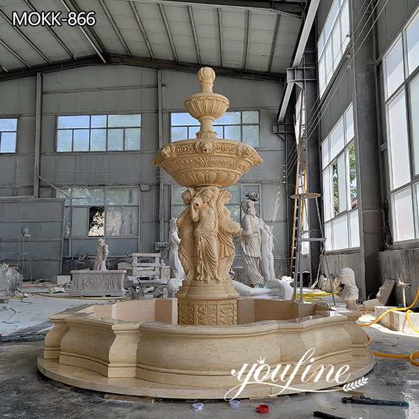 Outdoor Beige Marble Garden Statue Fountains for Sale MOKK-866