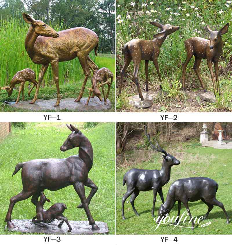 bronze Doe and Fawn Statue