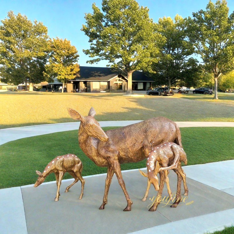 Life Size Bronze Garden Doe and Fawn Statue BOKK-997