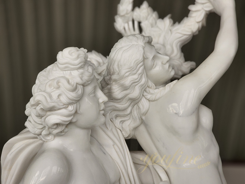 hand carved Famous Life Size Apollo and Daphne natural white Marble Garden Statue for Sale