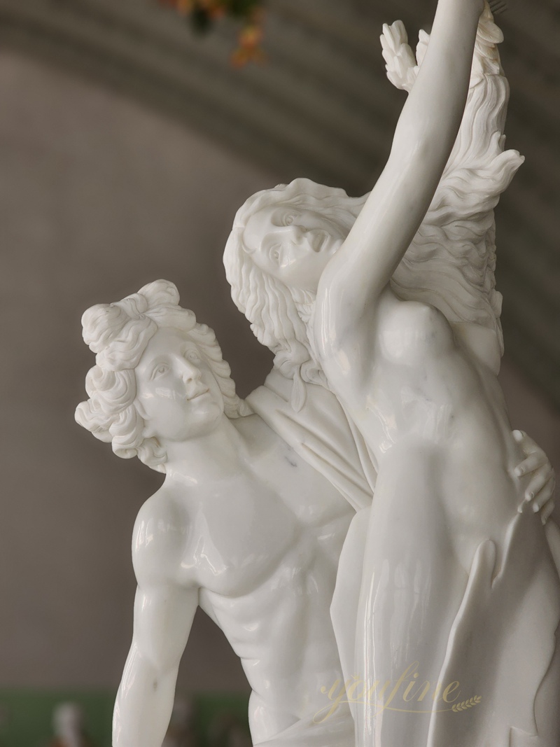hand carved Famous Life Size Apollo and Daphne natural white Marble Garden Statue for Sale