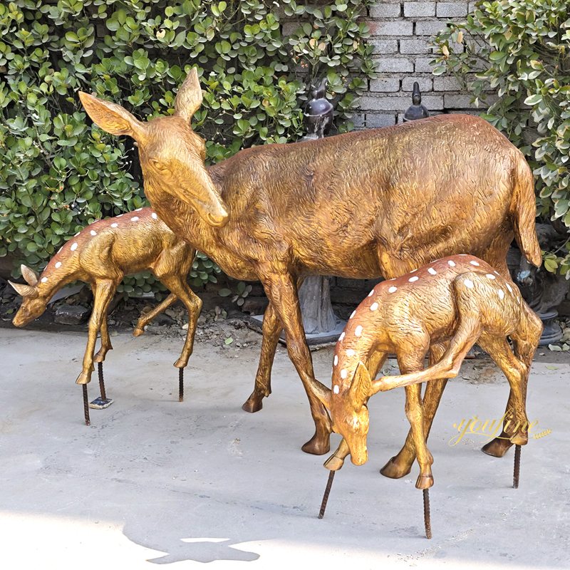 lifesize bronze doe and fawn statues