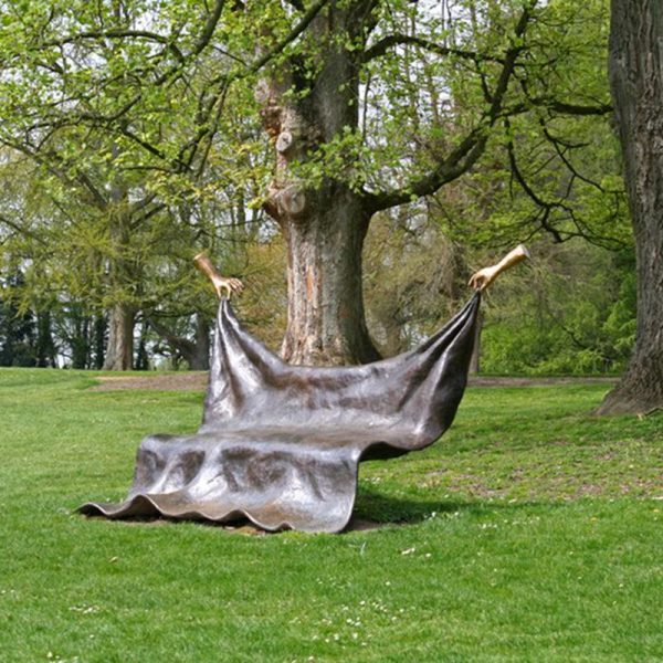 outdoor bronze bench statue