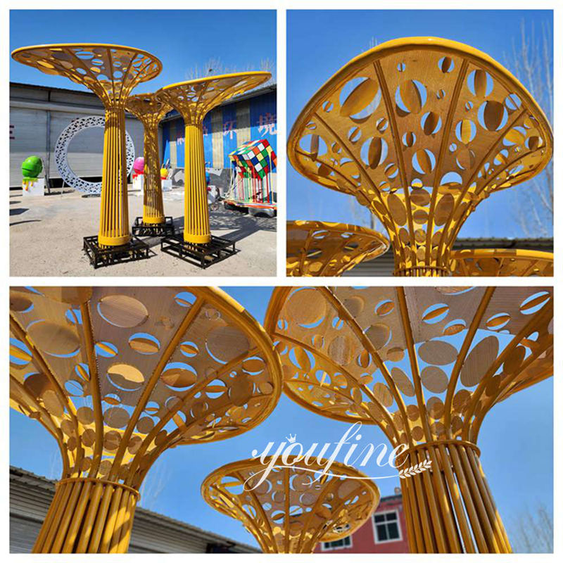 metal craft tree sculpture details