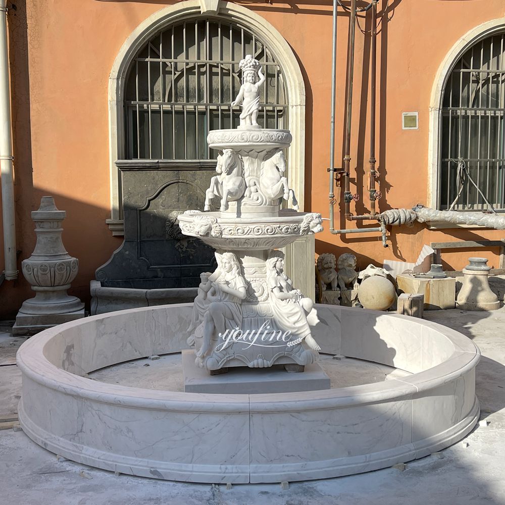 natural white Seated Woman Sculpture Fountain