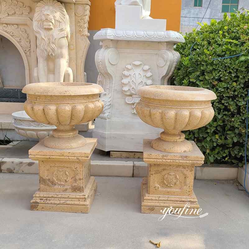 Beige Marble Planter Pots Garden Decor Wholesale