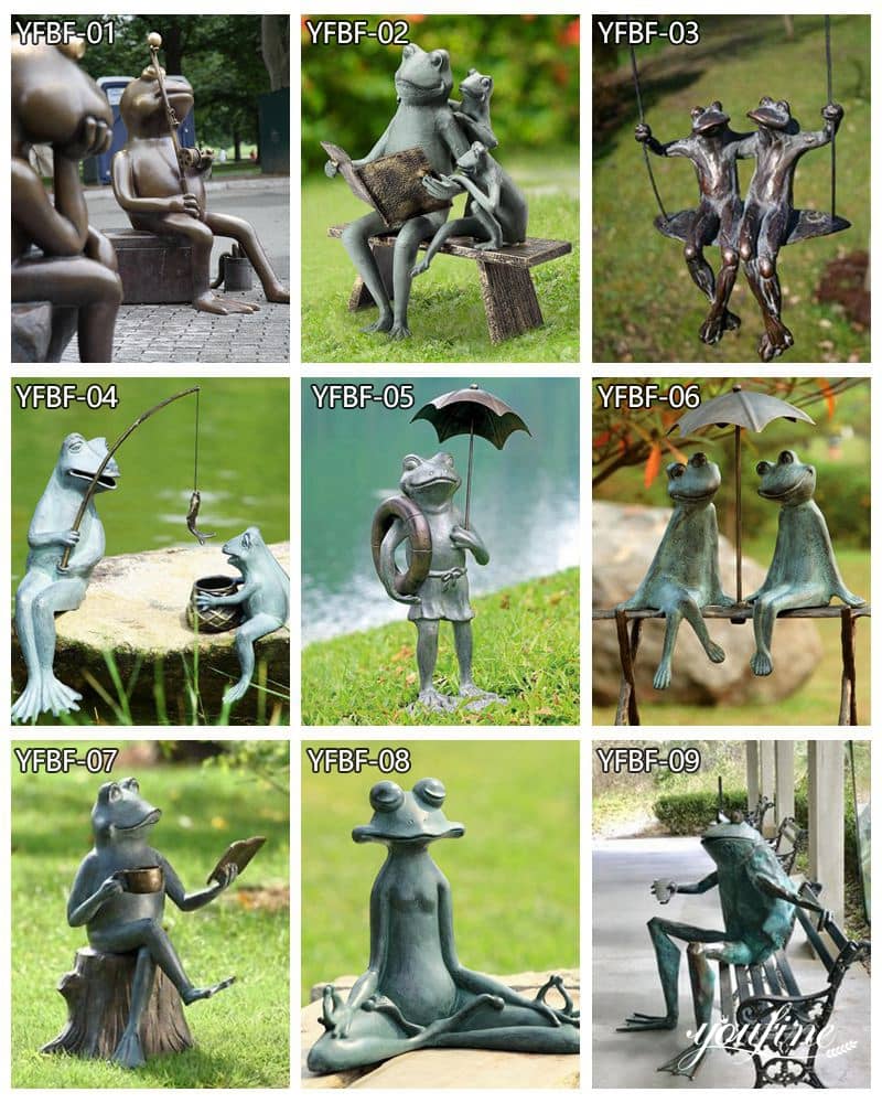Bronze frog sculpture