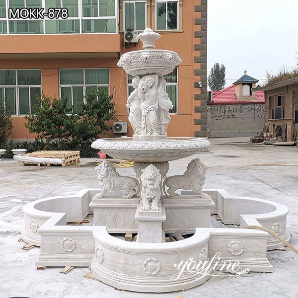 Customize White Marble Lion Fountain Home Decor for Sale