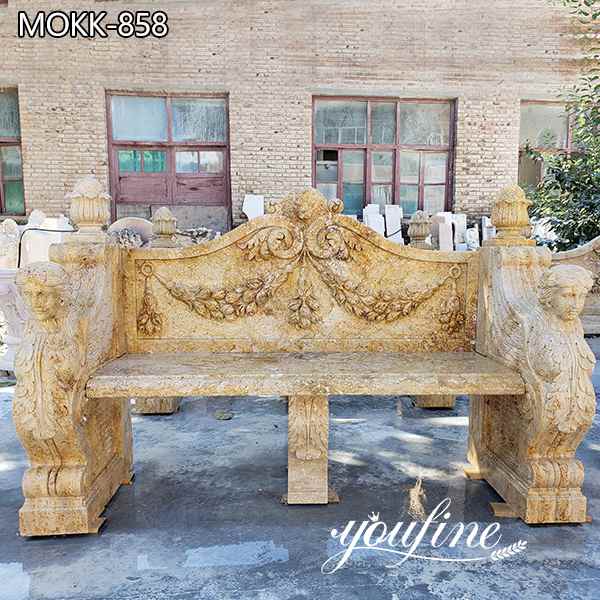 Hand Carved Outdoor Marble Garden Bench for Sale