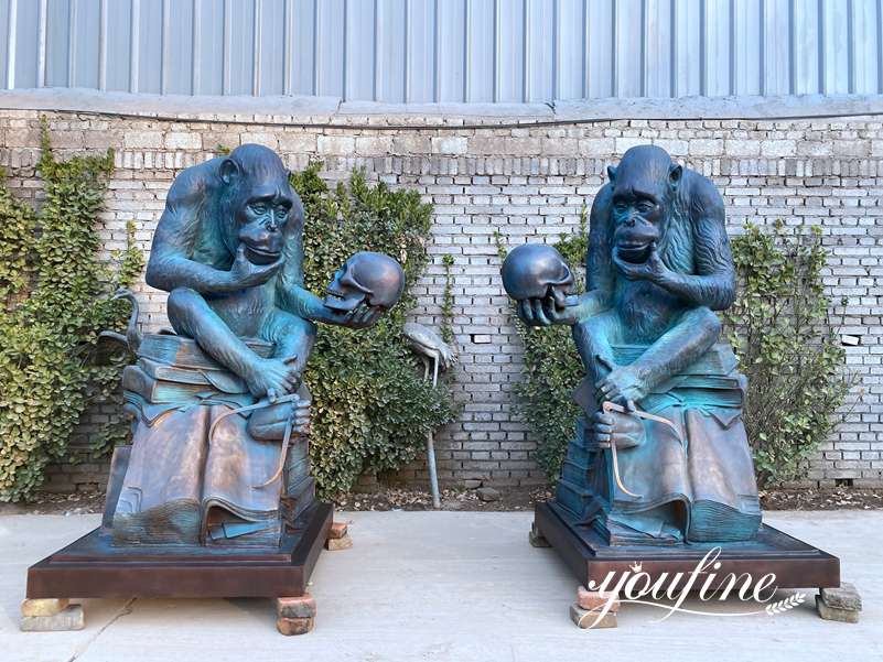 Large Bronze Darwin Ape Statue Garden Decor for Sale