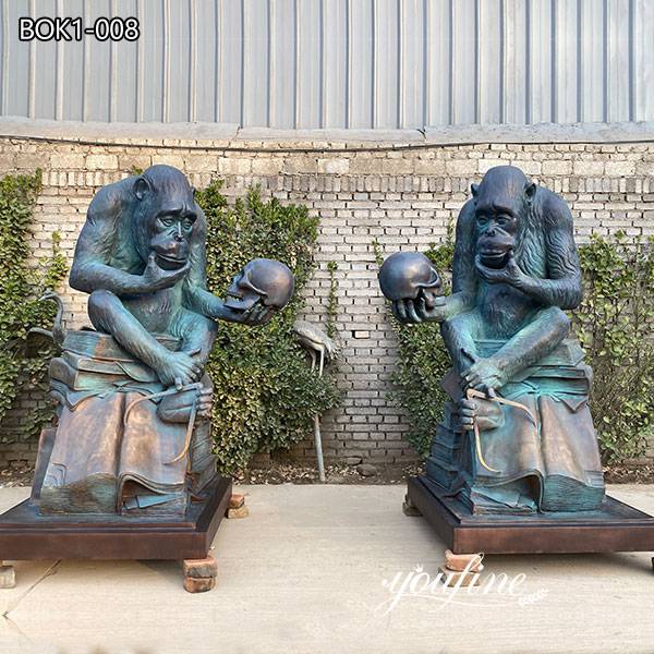 Large Bronze Darwin Ape Statue Garden Decor