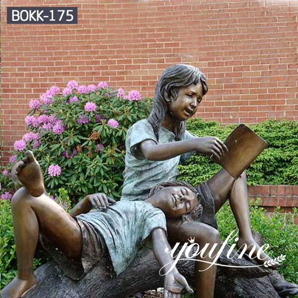 Bronze girls Statue Reading Book