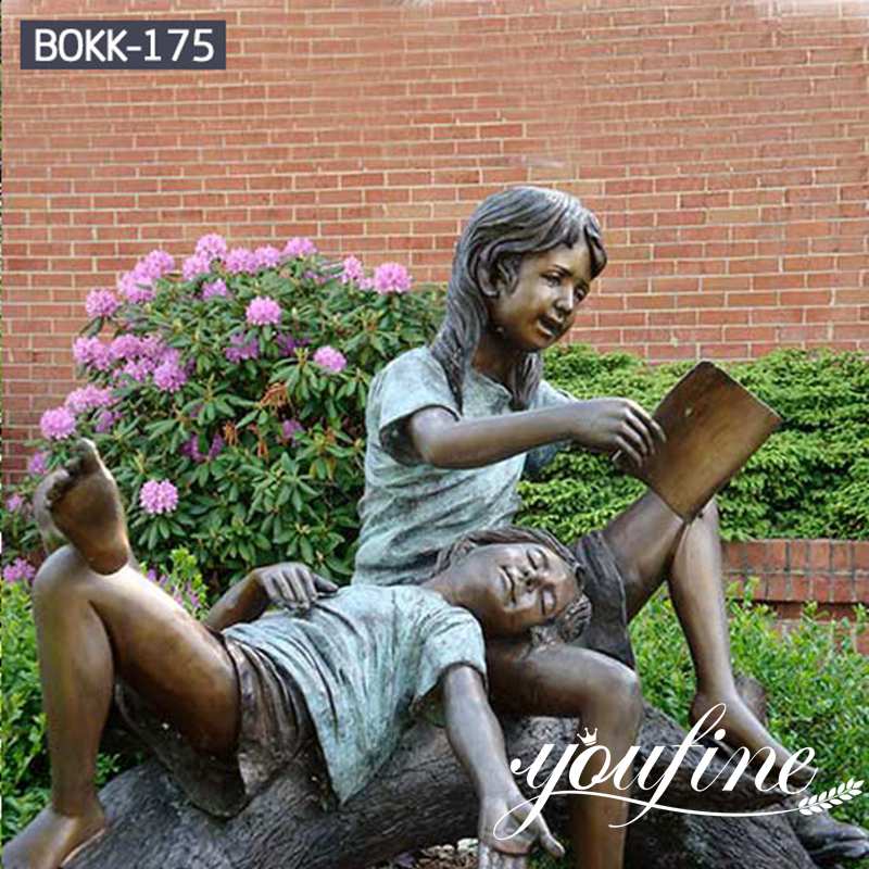 Life Size Bronze girls Statue Reading Book for Sale BOKK-175 (2)