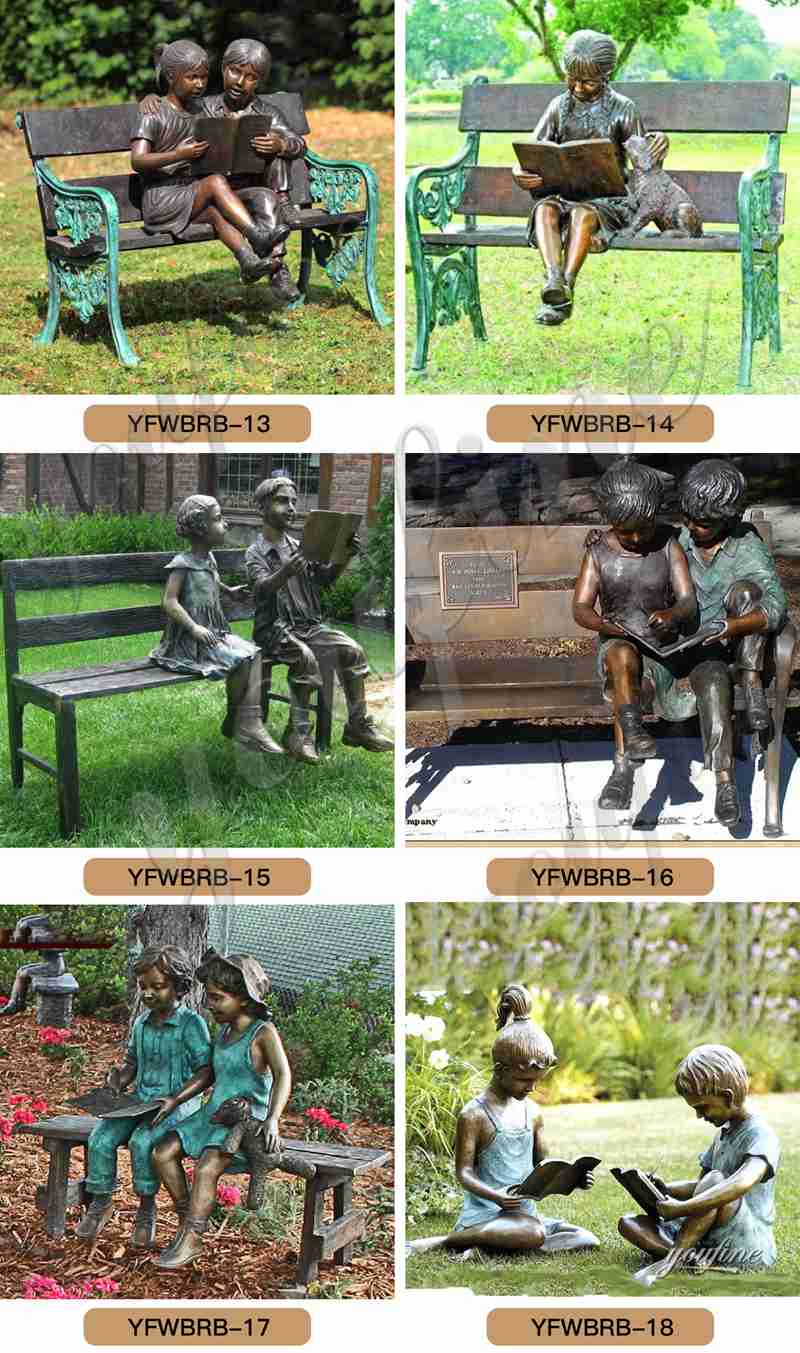 Life Size Bronze girls Statue Reading Book for Sale BOKK-175 (3)