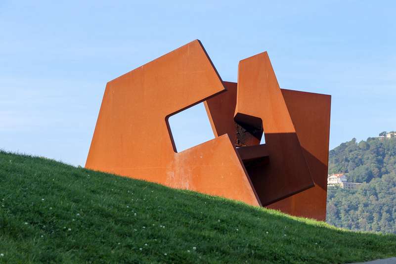 Modern Large Corten Steel Sculpture Outdoor Square Decor