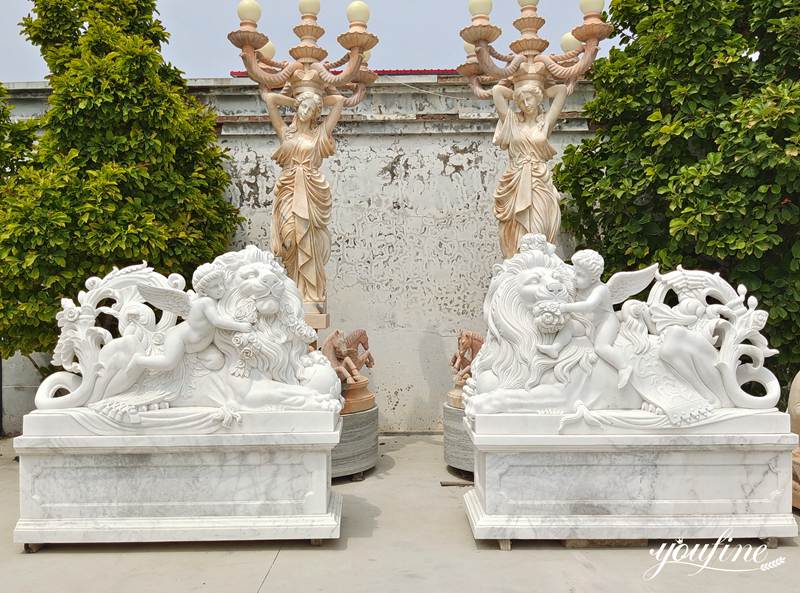 White Marble Lion Statue (1)