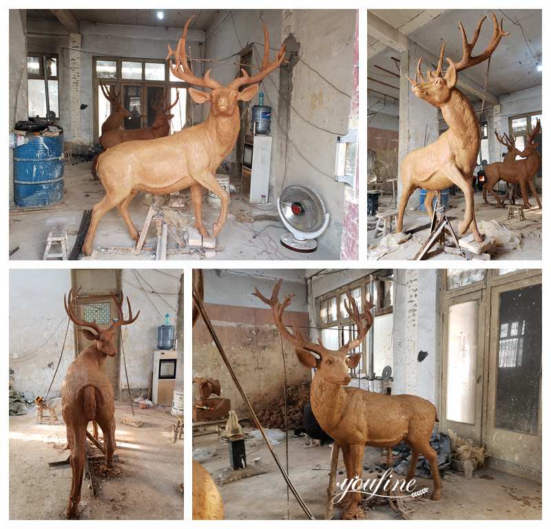 bronze deer statue clay model