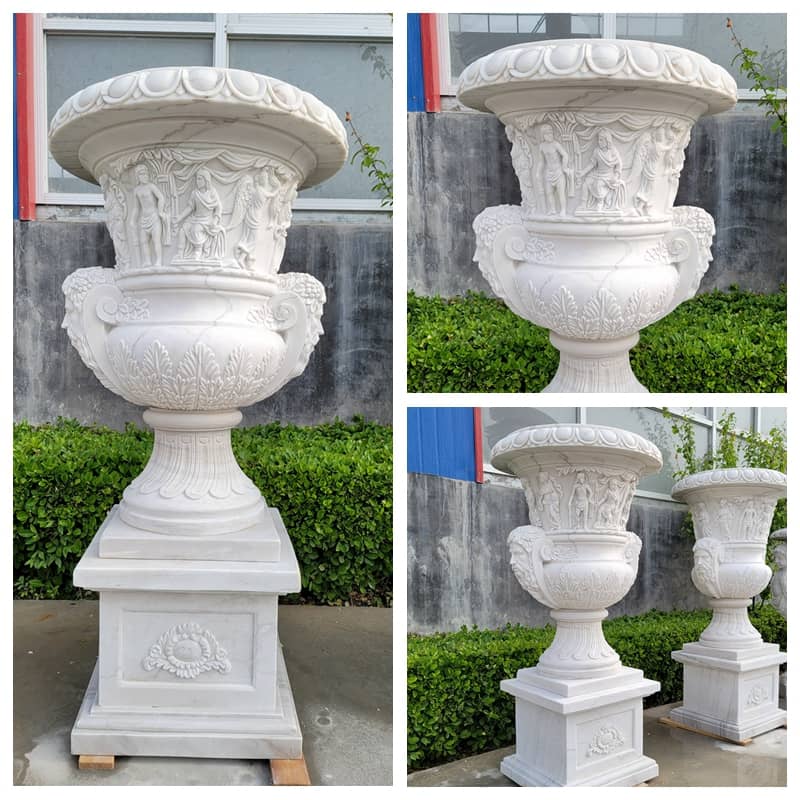 white marble flower pot