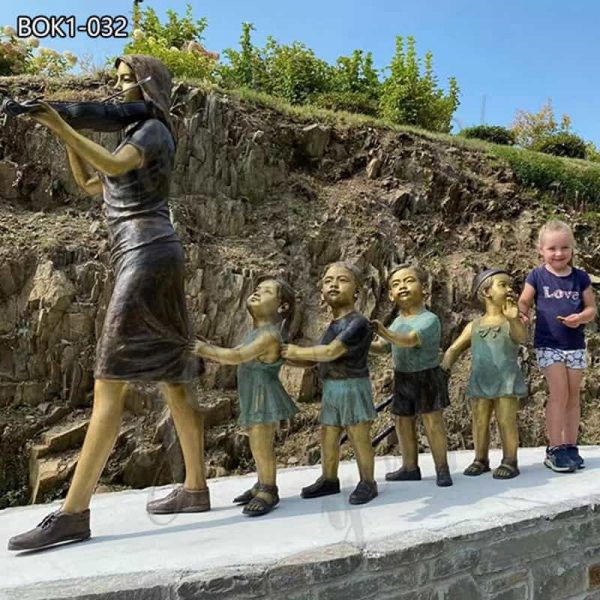 Life Size Bronze Kids Statue Garden Decor for Sale BOKK-178 (1)