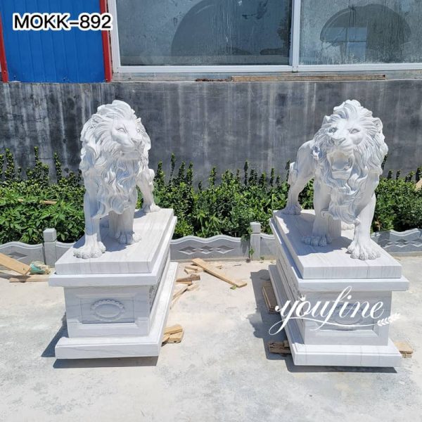 Marble Life Size Lion Statue Outside House for Sale MOKK-892 (1)